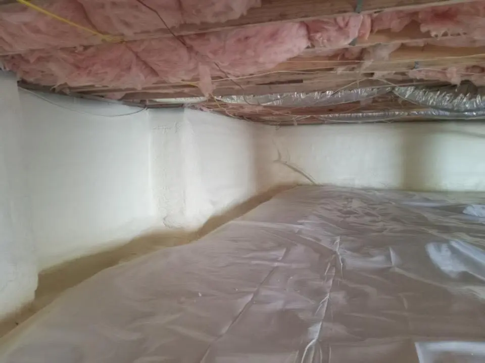 Crawl space encapsulation with closed-cell spray foam for Attic Insulation in Trumbull